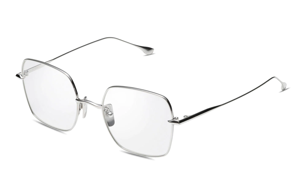 A close up shot of DITA CEREBRAL DTX523-50 sunglasses in Silver (lens is Clear) DTX523-50-01-Z.
