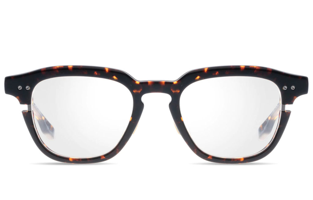 A close up shot of DITA LINEUS Alternative Fit DTX702-A sunglasses in Tortoise - Gun Metal (lens is Clear) DTX702-A-02AF-Z.