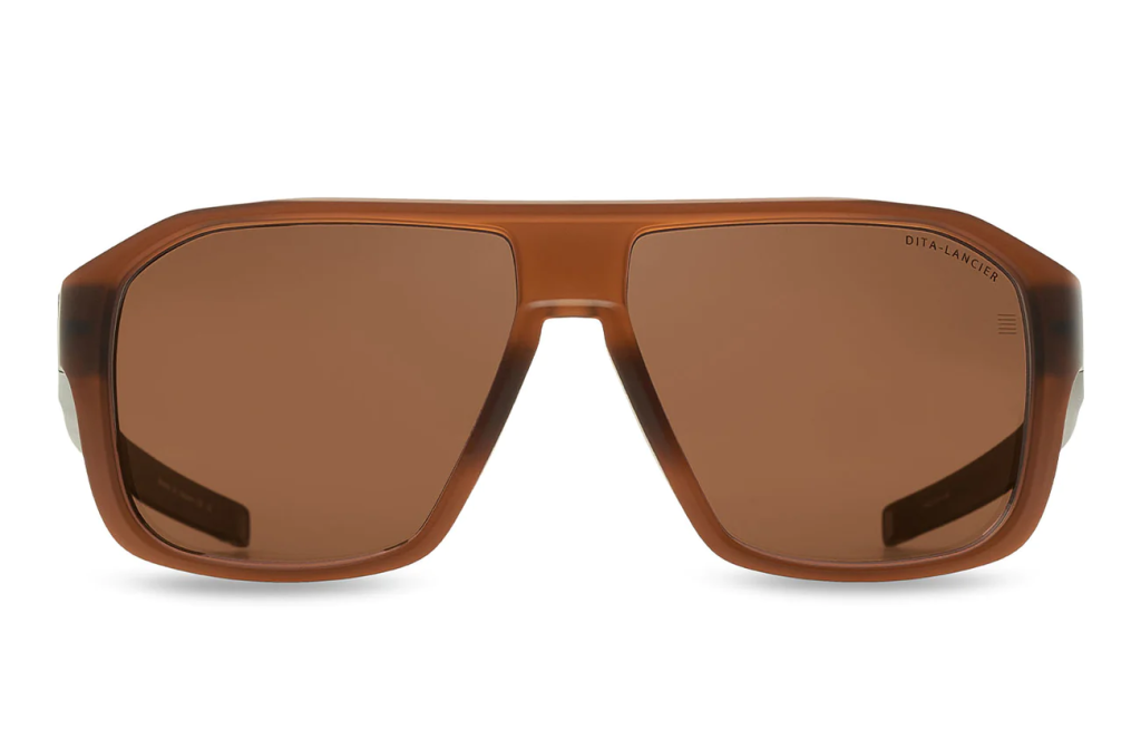 A close up shot of DITA LANCIER LSA-710 sunglasses in Copperhead Brown (Land Lens - Brown Polarized) DLS710-A-02.