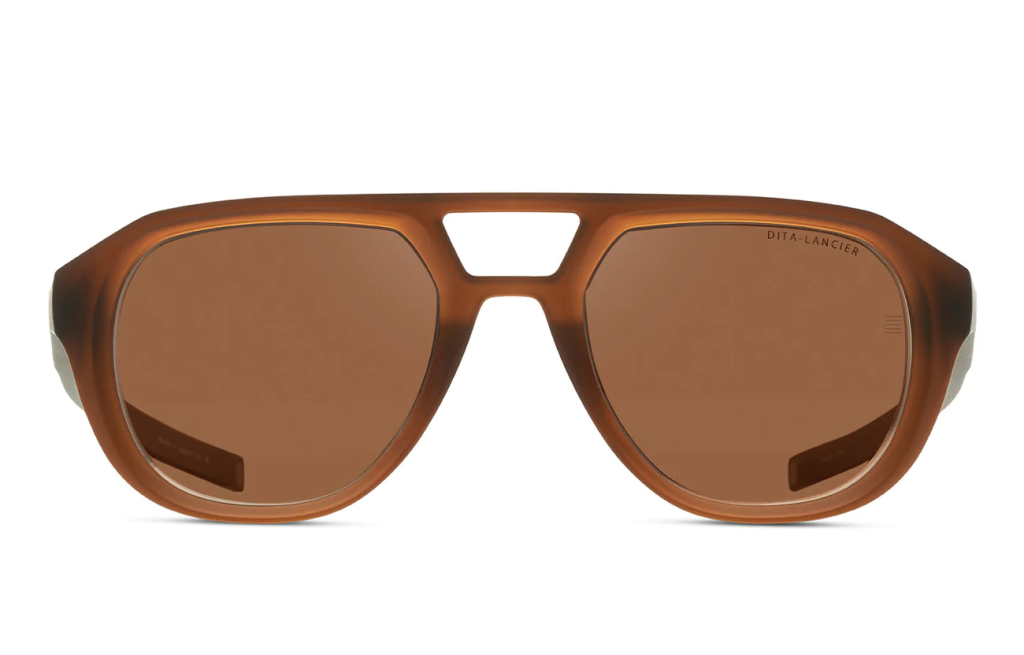 A close up shot of DITA LANCIER LSA-707 sunglasses in Copperhead Brown (Land Lens - Brown Polarized) DLS707-A-02.
