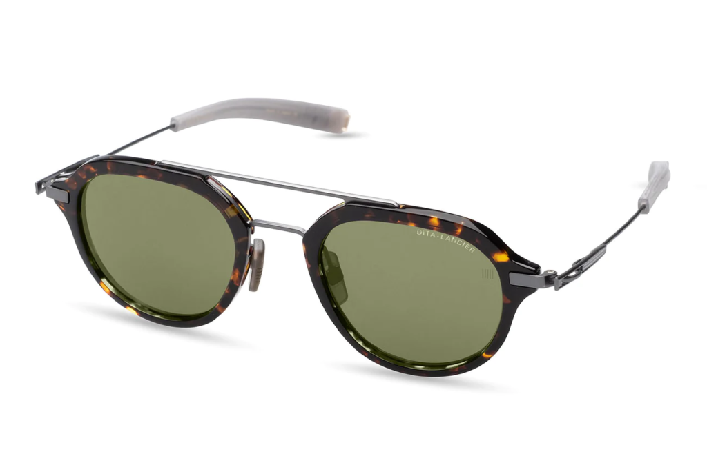 A close up shot of DITA LANCIER LSA-407 sunglasses in Tortoise - Black Gun (Air Lens - G-12) DLS407-A-03-A.