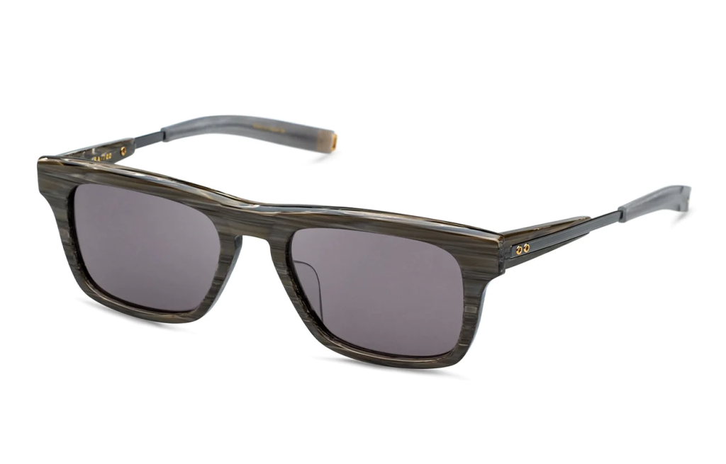 A close up shot of DITA LANCIER LSA-700 sunglasses in Beach Wood/Antique Silver (Sea Lens - Grey Polarized) DLS700-53-06-A.