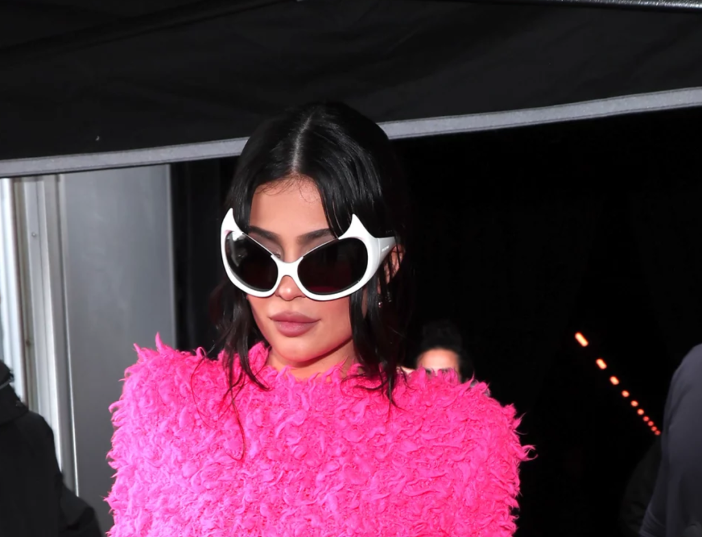 Kylie Jenner wearing Balenciaga Gotham Cat sunglasses